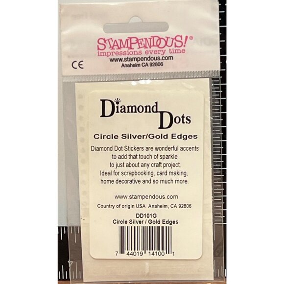 HTF Stampendous! Diamond Dots Gold Silver Circle Stickers Embellishment DD101G - Picture 2 of 2